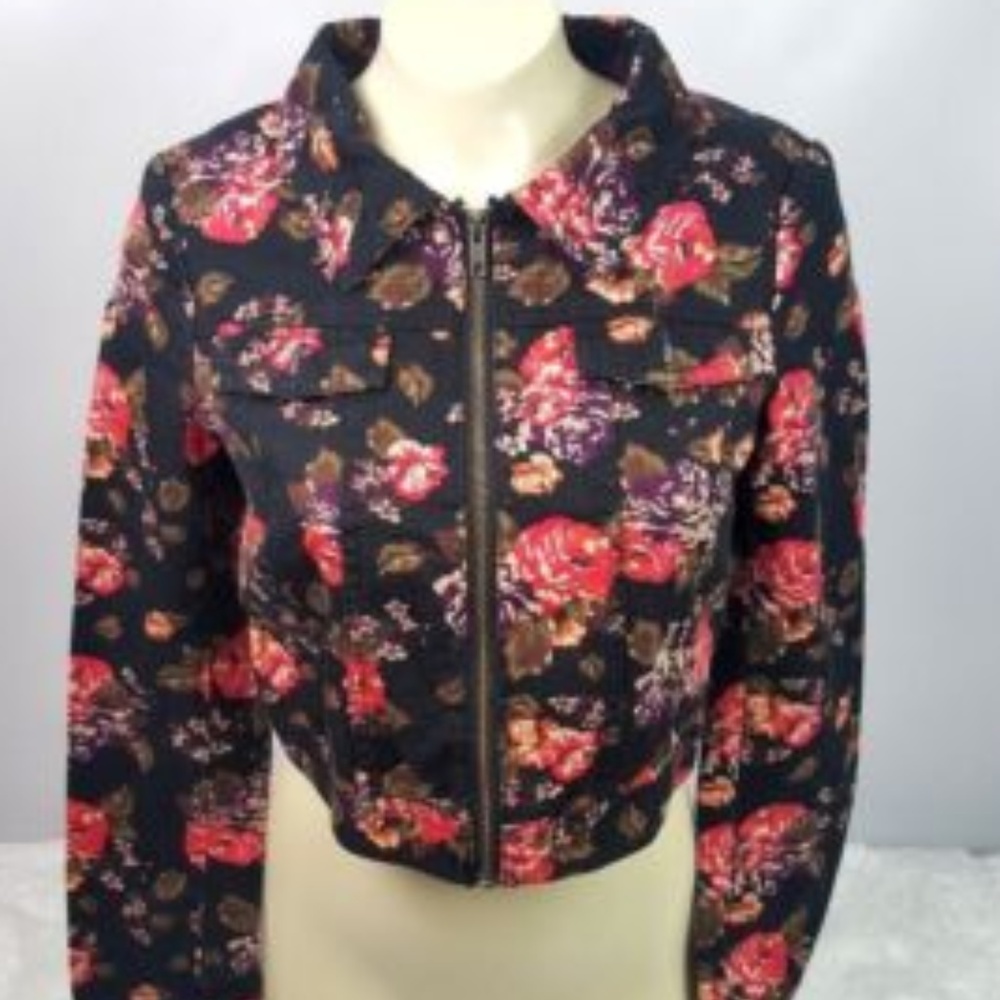 H&M Bolero Jacket Floral Denim Style By Divided